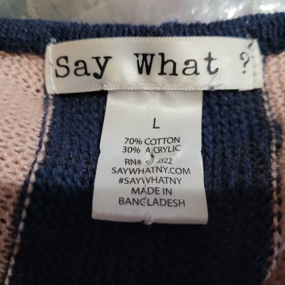 Say What Striped Fringe Boho Knit Cardigan Large Indie Duster Cozy Layer Shabby - Picture 6 of 9